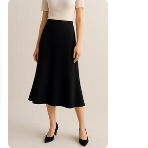 NWT Lauren Ralph Lauren Black 100% Linen Tulip Hem Lined Midi Skirt